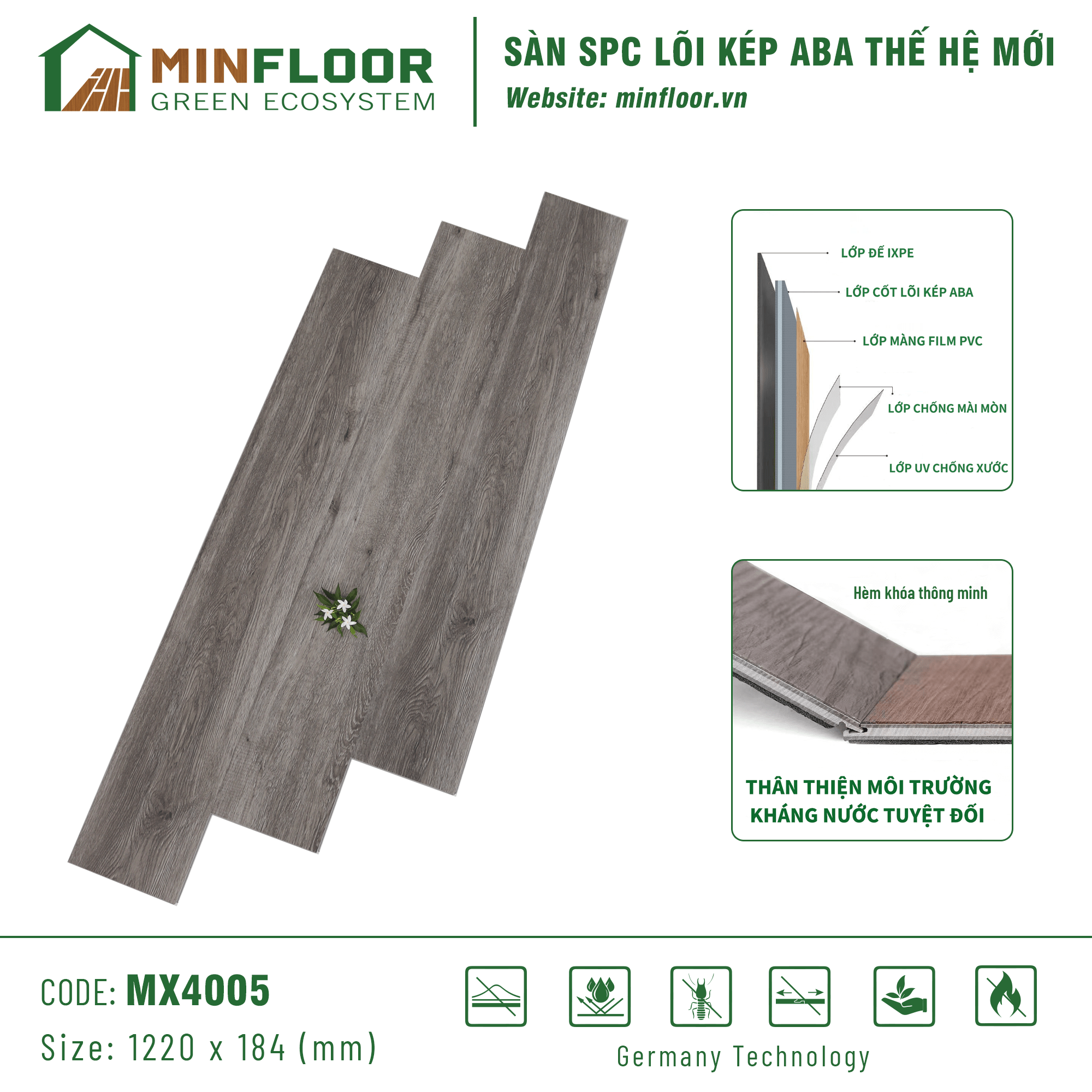 Sàn SPC Lõi Kép ABA MinFloor - MX4005