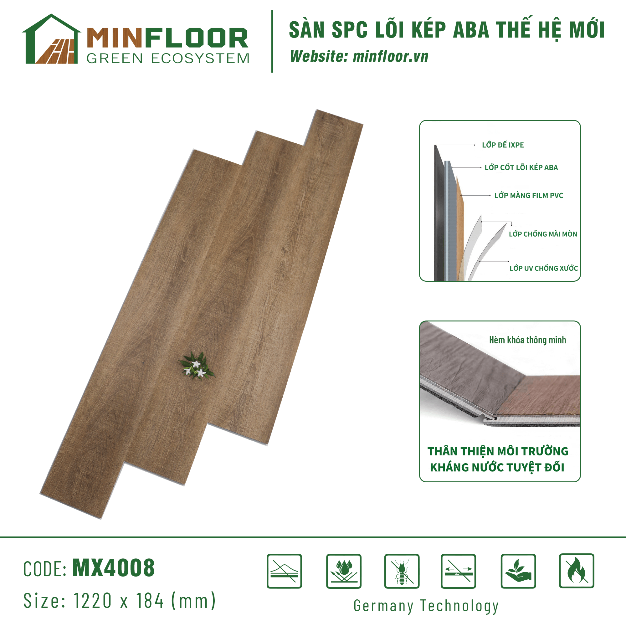 Sàn SPC Lõi Kép ABA MinFloor - MX4008