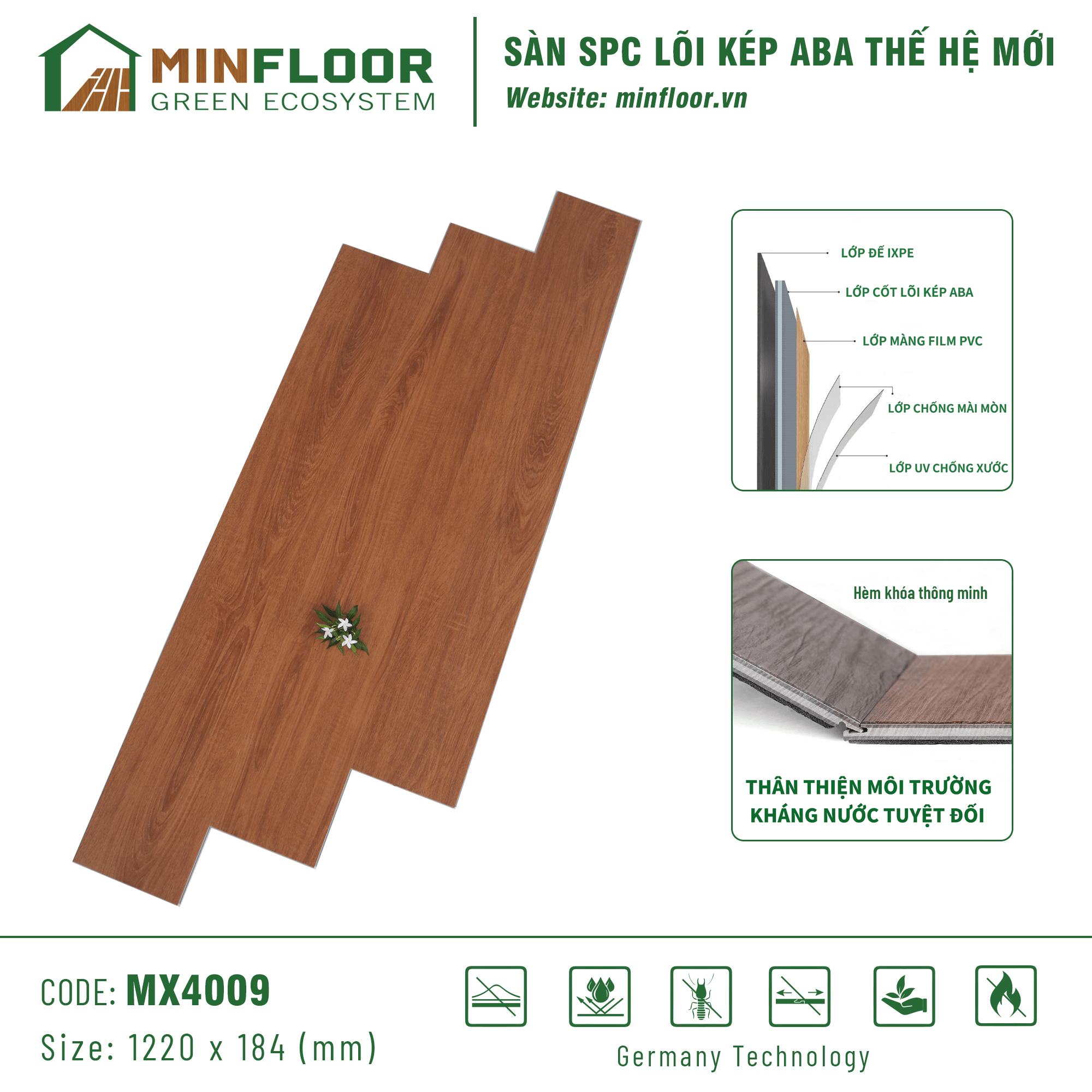 Sàn SPC Lõi Kép ABA MinFloor - MX4009