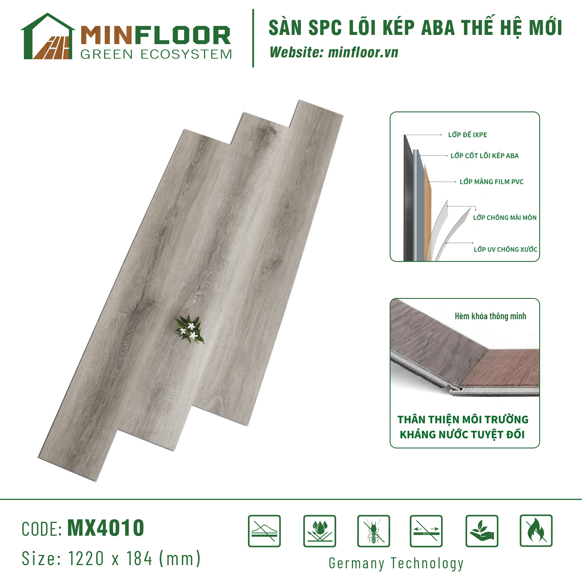 Sàn SPC Lõi Kép ABA MinFloor - MX4010