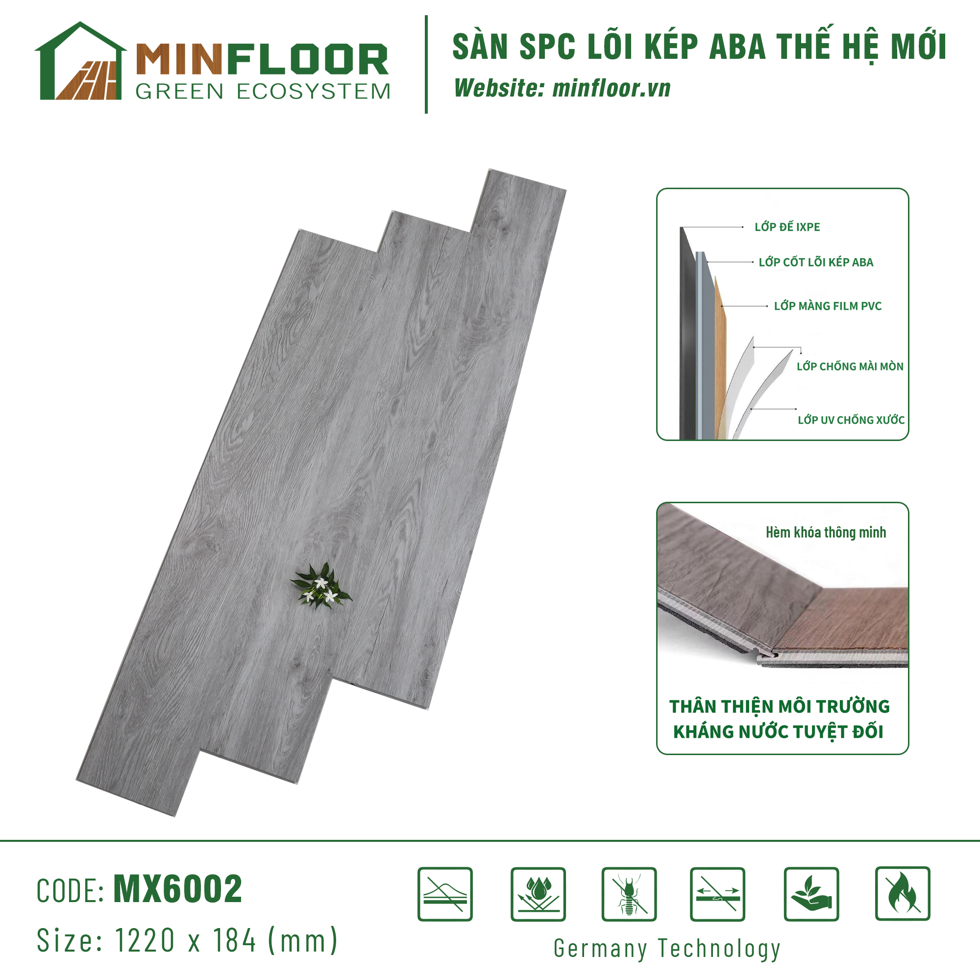 Sàn SPC Lõi Kép ABA MinFloor - MX6002