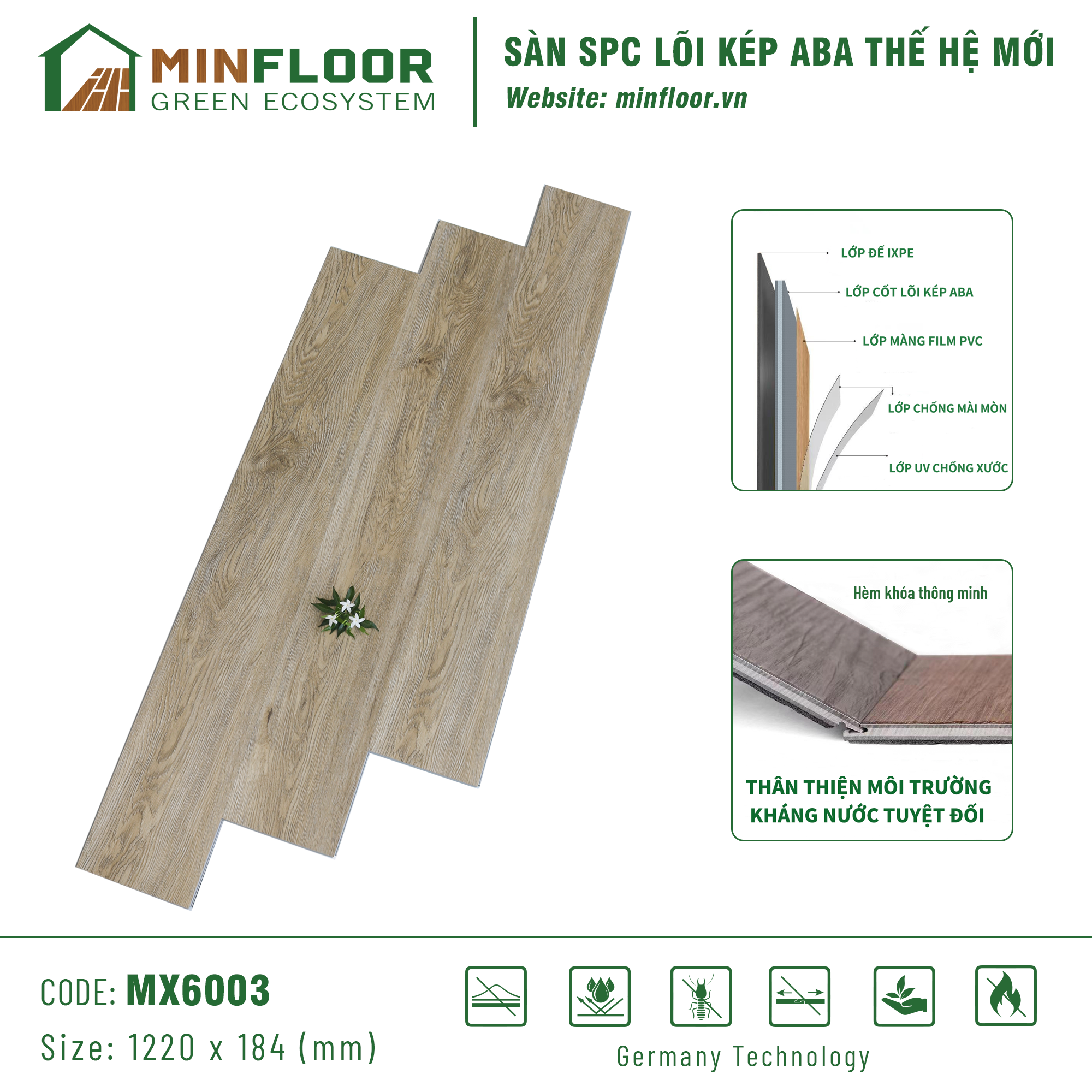 Sàn SPC Lõi Kép ABA MinFloor - MX6003