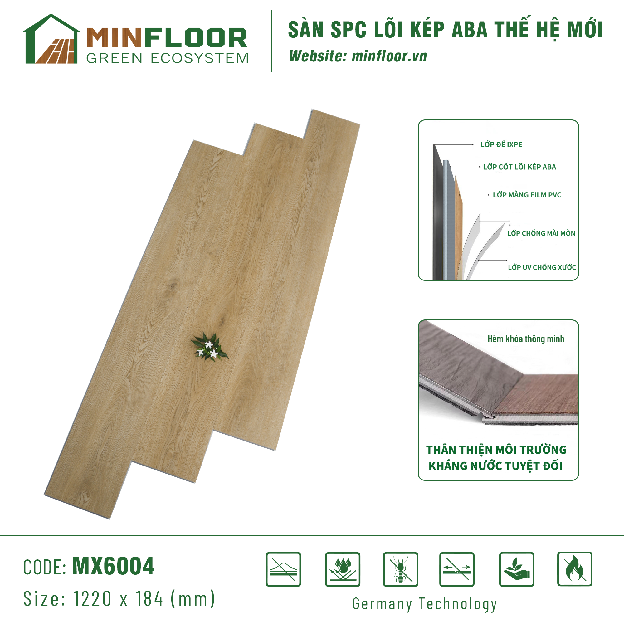 Sàn SPC Lõi Kép ABA MinFloor - MX6004