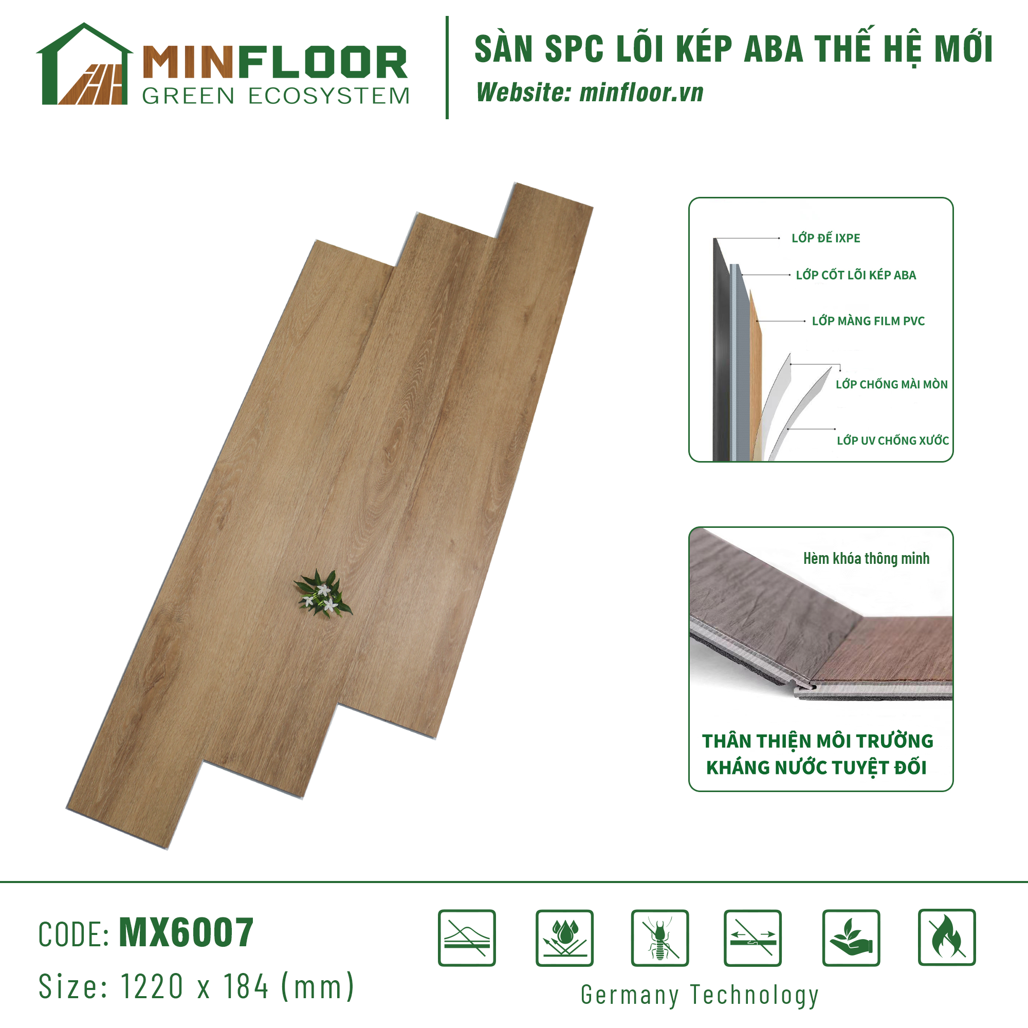 Sàn SPC Lõi Kép ABA MinFloor - MX6007