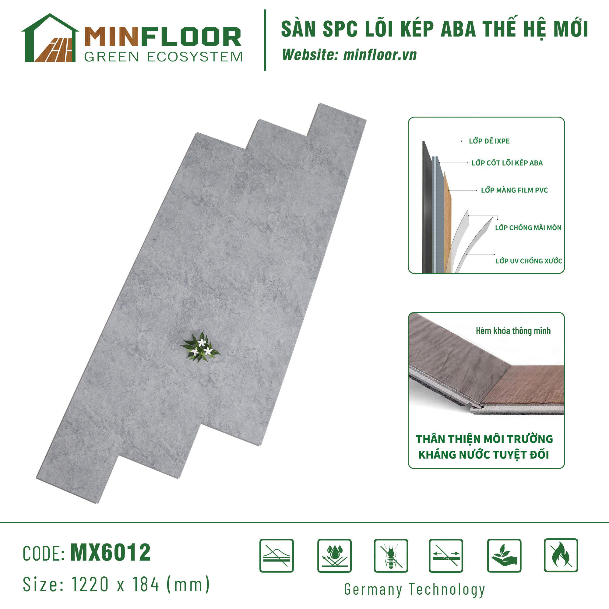 Sàn SPC Lõi Kép ABA MinFloor - MX6012